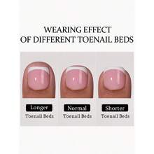 150Pcs Short Square Brown/Pink Adhesive Gel Finger/Toe Nails, With 15 Size Choices, Short French Style Fake Nails, Suitable For Women And Girls Toe Decorating Press On Nails Nail Supplies Nails - 淺粉色 - 查看 3