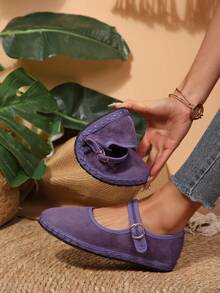 女士平底帆布一脚蹬鞋，软底舞蹈鞋/妈妈休闲鞋 - 紫丁香色 - 查看 3