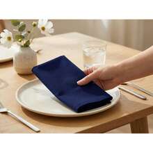 12pcs Solid Color Cloth Napkins, Washable Cotton Table Napkin For Household Dining Fall Autumn Decor Wedding Hotel 45*45cm - Navy Blue - View 3