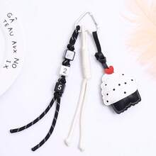 2 Pieces Of Leather Creative Ice Cream Coffee Cup Hand Woven Lanyard Car Keychain Keychain Bag Pendant - Multicolor - View 8