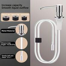 1 Set Kitchen Sink Liquid Soap Dispenser Pump, Extended Silicone Tube Pressing Head For Dishwashing Liquid, Metal Pressing Head With Soft Tube Soap Dispenser Bottle Accessories, Sink Dishwashing Liquid Dispenser - A - View 7
