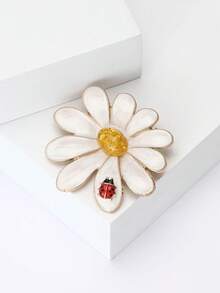 Luxury Enamel Ladybird And Chrysanthemum Brooches - Plant Pins For Women Casual Party Jewelry Accessories / Friends Gifts Badges Decoration - Chrysanthemum - View 6