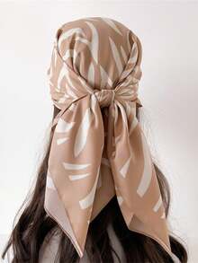 1条90*90厘米方形真丝方巾，女士斜纹真丝韩式简约条纹，可作领巾、头巾、时尚头饰、披肩、围巾 - 彩色 - 查看 6