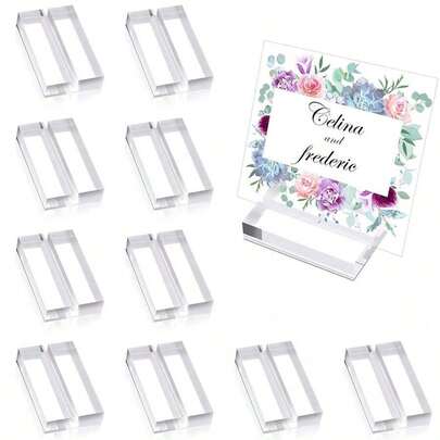 Bộ 1/2/5/10/20/50 chiếc giá đỡ acrylic, giá đỡ thẻ tên bằng acrylic trong suốt, giá đỡ bảng tên, giá trưng bày biển hiệu đám cưới bằng acrylic, thích hợp cho bàn ăn, đám cưới, thực đơn văn phòng, hội nghị.