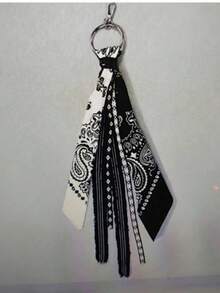 1件嘻哈风腰链，腰果花头巾，街头风男女通用腰带 - 黑與白 - 查看 2