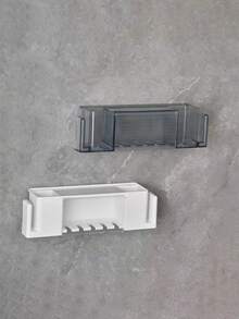 1pc Self-Adhesive 5-Slot Wall Mounted Toothbrush Holder With Cover, Suitable For Shower, Bathroom, Dorm, Can Hold Toothpaste And Toothbrush Cup (Cup Not Included) - Multicolor - View 3