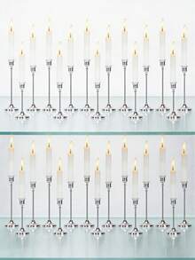 3/6/12/30Pcs Elegant Silver Candle Holders Set, Exquisite Metal Texture Design, Suitable For Taper Candles, Beautiful, Practical And Stable, Ideal For Birthday Parties, Weddings, Fireplace Decor, Dining Room And Home Daily Decoration, Versatile For Multi-Occasions, Easily Enhance Space Ritual Sense, Candles Not Included. - Bell - View 5