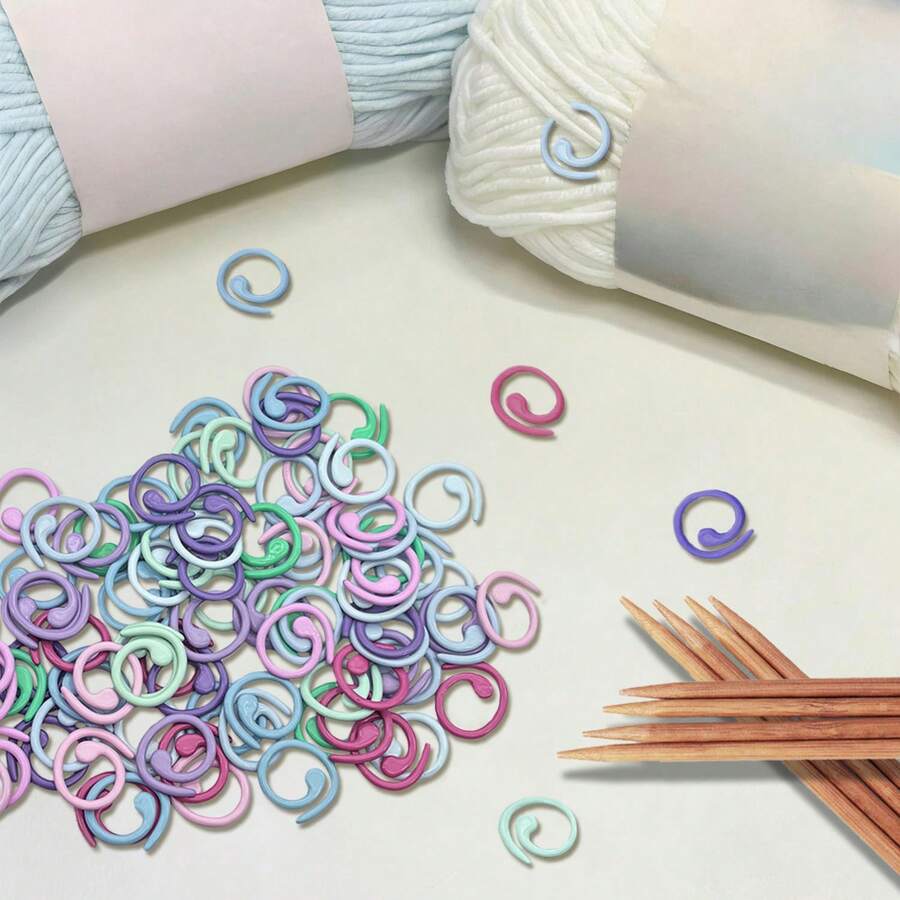 10/20/30/50/60/100 Pcs Multi-Color Metal Crochet Stitch Markers, Open Metal Stitch Markers With Storage Box, For Crochet Garment Marking, DIY Craft Projects, Sewing Thread Needle Knitting Stitch Tracking Markers - Ten Colors - View 1