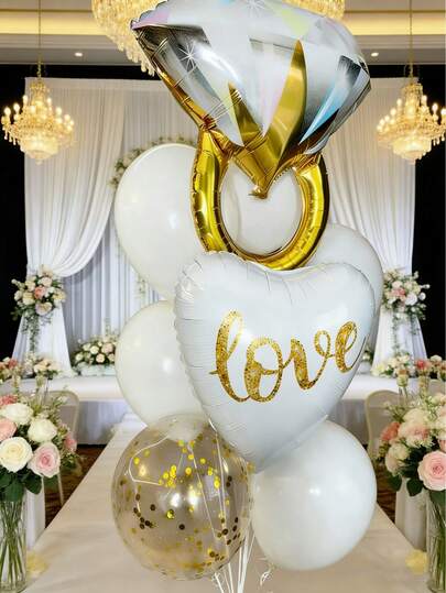 kumozawa 10pcs Wedding Photo Prop Balloons, Photo Decoration Props, For Wedding, Proposal, Bridal Shower, Anniversary And Seasonal Celebrations, Engagement Decorations