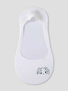 1/3/5 Pairs Women's Invisible Boat Socks, Breathable Non-Smelly, Silicone Non-Slip Heel, Cartoon Print Low-Cut Invisible Socks - Multicolor - View 13