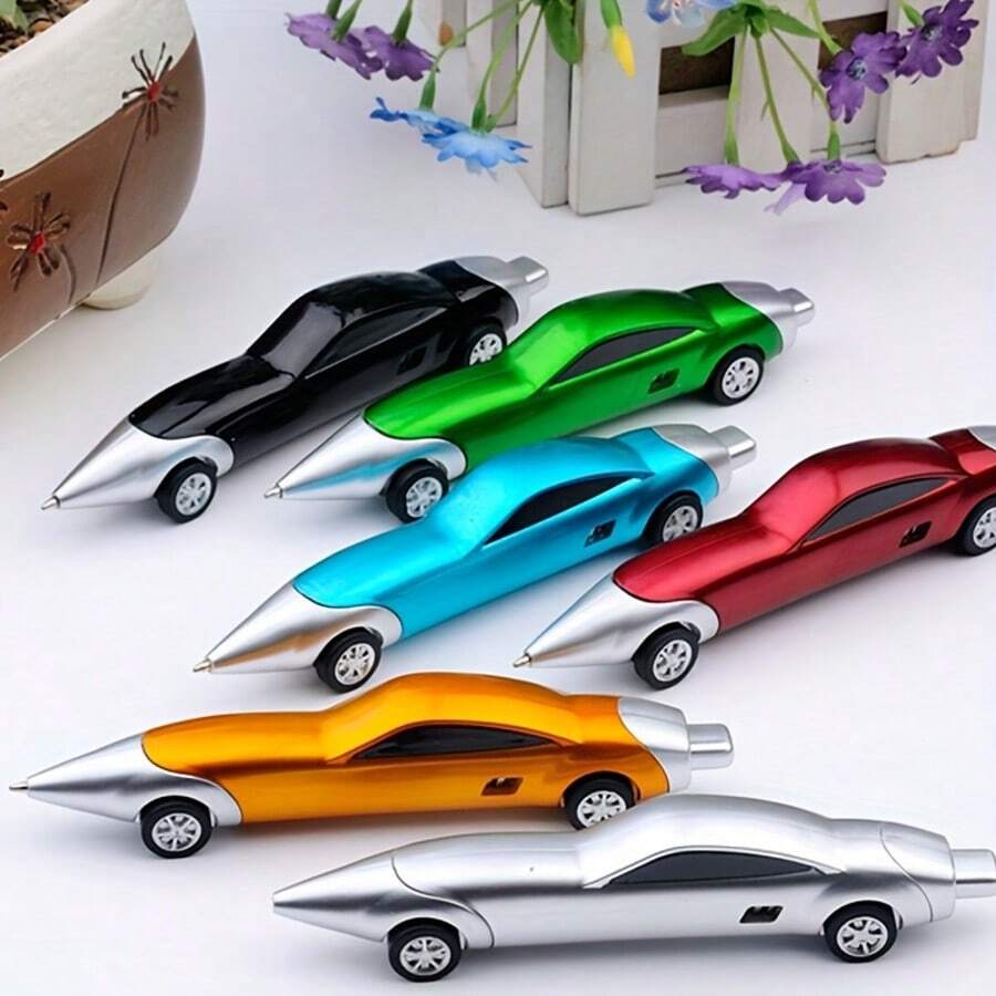 1pc Car Wheel Shaped Ballpoint Pen, Automotive Themed Push Button Pen, Cool Racing Car Design - Multicolor - View 1