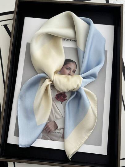 1pc Print Scarf Handkerchief Faux Silk Printed Bandana Scarf Multi Purpose Hair Accessory Women Scarf Scarves