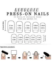 24片短方形极简绿色叶子图案美甲贴纸，适合派对、舞蹈或日常佩戴 - 綠色 - 查看 5