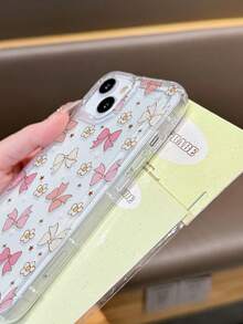 1pc Sweet Girl Spring Daisy Bow Star Pattern Anti-Slip Transparent Airbag Phone Case Suitable For IPhone 11/12/13/14/15/16/17 Pro Max - Multicolor - View 3