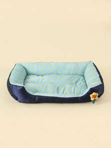 LANGXINGCS 1pc Square Floral Pet Bed, Cool Material Polka Dot Pattern With Unique 3D Flower Decor, Cute Cat/Dog Cooling Bed Suitable For Small/Medium/Large Pets - Multicolor - View 15