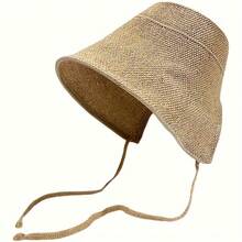1 Piece Women's Straw Wide Brim Sun Hat, Spring Summer Lace-Up Vintage Cute Big Brim Sunshade Hat - Màu be - Xem 2