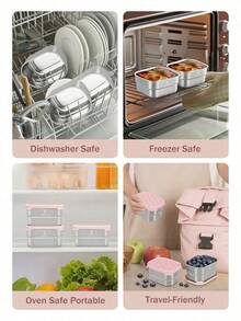 3个8盎司不锈钢可重复使用食品储物盒，带硅胶盖，适用于零食、水果、坚果、餐食准备、旅行和野餐 - 彩色 - 查看 4