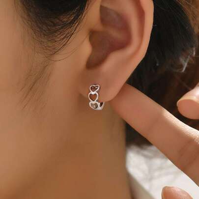 1 Đôi bông tai bạc Sterling 925 hình tròn tối giản dành cho nữ, bạn gái, người yêu, trang sức cao cấp, quà tặng sinh nhật, trang sức tinh tế.