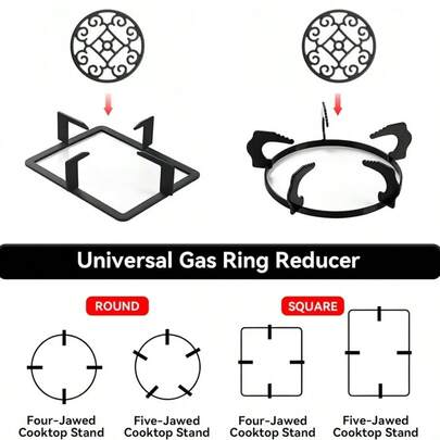 这款铸铁防滑耐用炉灶格栅专为燃气灶设计，采用8槽设计，饰有精美的漩涡纹路，适用于大多数炉灶类型。这是一款装饰性厨房配件（不与食物直接接触），确保烹饪安全。
