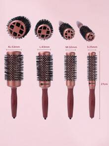 1 chiếc lược cuốn tóc Stylance dùng trong salon, công nghệ ion âm nano, thân bằng nhôm mạ gốm vàng hồng, lông nylon, cán bọc cao su ABS màu đỏ gạch. - Rỉ Nâu - Xem 1