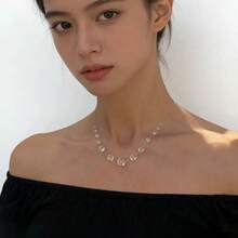 1件优雅水滴形透明珠项链，女士款 - 無色 - 查看 2