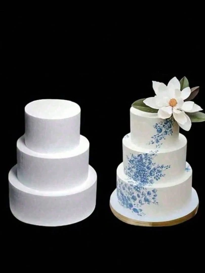 1pc Round White Foam Cake Model, Sizes 4", 6", 8", 10", 12" White Fake Cake Model, 12" White Foam Cake Model, DIY Baking Cake Shaping Tool, Cake Practice Baking Model, For Decoration Making, Baking Display, Wedding Cake Design, Birthday Cake, Christmas Party Cake Or Dried Flower Decor, Valentine's Day, Easter And Other Holiday Party Cake Decor, Back To School, Christmas, Wedding, Baby Shower, Birthday Anniversary Celebration Christmas Party