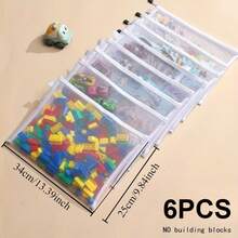6 piezas Bolsas de almacenamiento con cordón de gran capacidad | Bolsas de malla con cremallera de nailon, bolsas transparentes para documentos, organizador de útiles educativos y de oficina, almacenamiento doméstico multiusos, maletín portátil, disponible en color crema - Multicolor - Ver 12