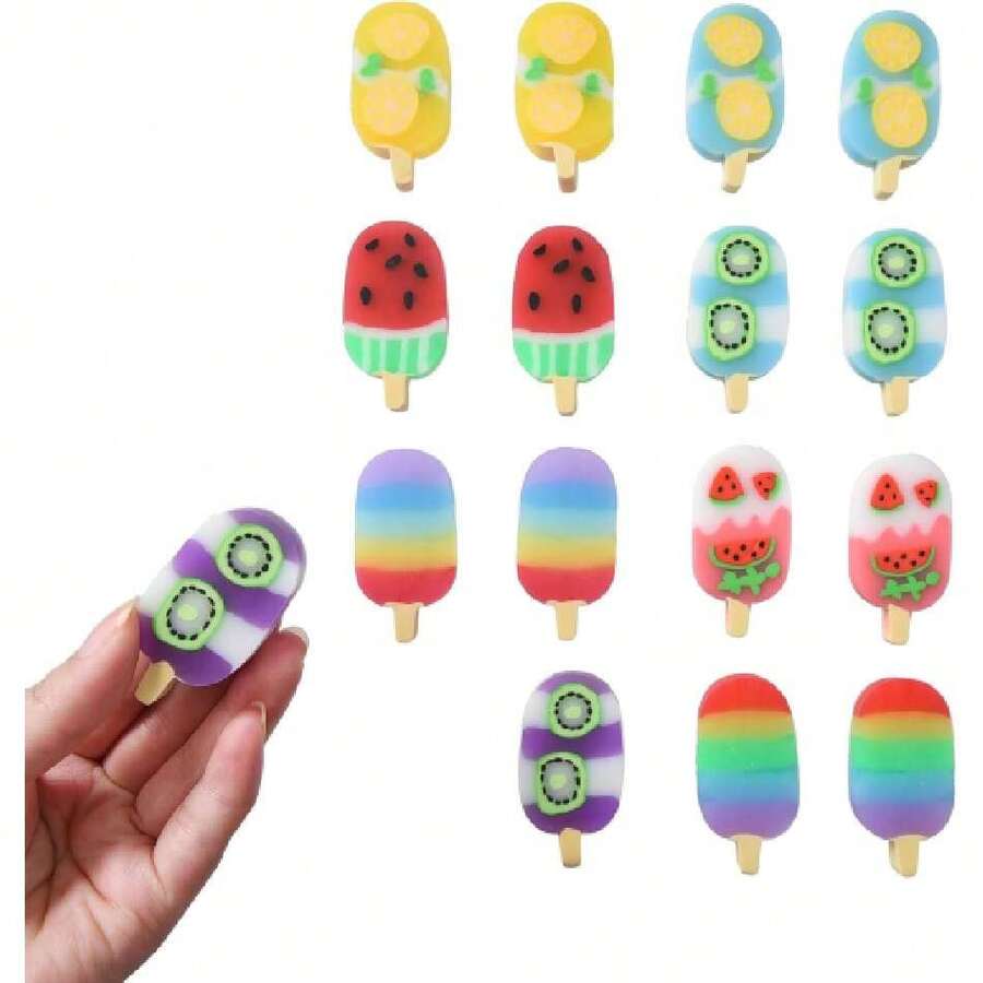 16pcs Cute Ice Cream Erasers For Kids, Kawaii Jelly Fruit Food Erasers Bulk For School Classroom Rewards Party Favors,42891839 - Multicolor - View 1