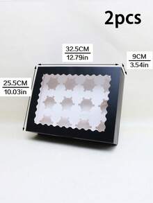 2个/4个/6个装大号纸质蛋糕盒，白色纸板材质，带透明窗口，可装12个纸杯蛋糕，大号蛋糕盒，适用于生日、婚礼、节日礼物、蛋糕包装 - 查看 13