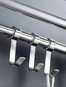 1PC Thickened 304 Stainless Steel Punching And Punch-Free Dual-Purpose Towel Rack, Bath Towel Rack, And Storage Rack, Suitable For Families, Guesthouses, Hotels, Bathrooms, Toilets, And Kitchens - Silver - View 5
