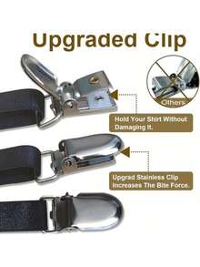 1双男士衬衫固定带，可调节弹性衬衫吊带，简约商务休闲吊带 - 黑色 - 查看 8