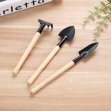 [Bộ cào và xẻng làm vườn cán gỗ] Bộ 3 món dụng cụ làm vườn mini, cào hoa cán gỗ và xẻng nhỏ dùng để gieo hạt, trồng cây mọng nước, vật tư làm vườn. - B - Xem 9