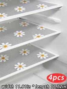 4 piezas de alfombrillas antideslizantes para refrigerador, 30 cm/11.81 in de ancho x 45 cm/17.72 in de largo, impermeables, a prueba de aceite, lavables, fáciles de limpiar - adecuadas para estantes, rejillas de vidrio, armarios, cajones y refrigeradores - Multicolor - Ver 17