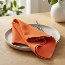 12pcs Solid Color Cloth Napkins, Washable Cotton Table Napkin For Household Dining Fall Autumn Decor Wedding Hotel 45*45cm - Orange - View 1
