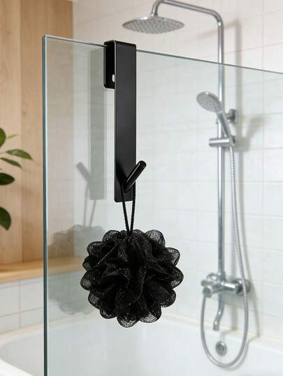 1/2 Móc Treo Khăn Tắm Hiện Đại Không Cần Khoan, Móc Treo Bằng Nhựa Cho Cửa Kính Phòng Tắm, Giá Treo Khăn Tắm, Áo Choàng, Bông Tắm Phong Cách, 2 Màu Lựa Chọn (Trắng/Đen), Hoàn Hảo Cho Trang Trí Phòng Tắm Hiện Đại