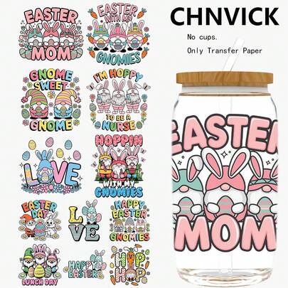 CHNVICK 12 PIEZAS/SET Envolturas de taza con estilo UV DTF autoadhesivas para tazas de café, botellas de agua, decoración del hogar, portátiles y manualidades DIY para refrigeradores (sin incluir el vidrio)