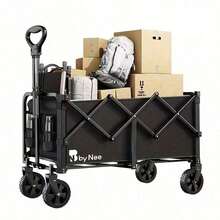 330-650 Lbs Large Capacity Camping Shopping Cart, All-Terrain Folding Handcart, Multi-Functional Camping, Gardening, Beach Shopping Portable Cart, Black Gardening Tool Storage Rack, Sturdy Design, Durable Tire Construction, Heavy-Duty Practical Vehicle. - 450磅(標準) - 查看 1