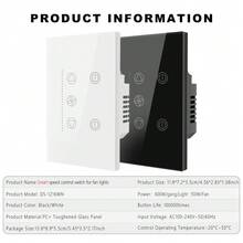 美标智能WiFi风扇灯开关 - 双开关+单风扇设计，钢化玻璃面板，可调节LED背光，兼容Alexa App和语音控制，可调节风扇速度，定时功能，需接零线，600W照明+150W风扇 - 彩色 - 查看 4