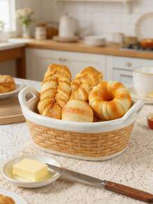 1个逼真的仿真切片马卡龙和牛角面包食品模型，PU摄影道具（面包） - 彩色 - 查看 5