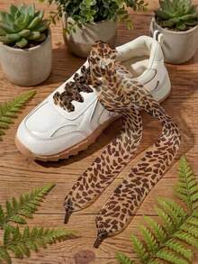1 paire de lacets de 120 cm à imprimé léopard mode en polyester, lacets plats élégants, convenant aux chaussures décontracté, baskets, chaussures à lacets. Accessoires / Lacets uniquement, chaussures non incluses - Multicolore - Voir 3
