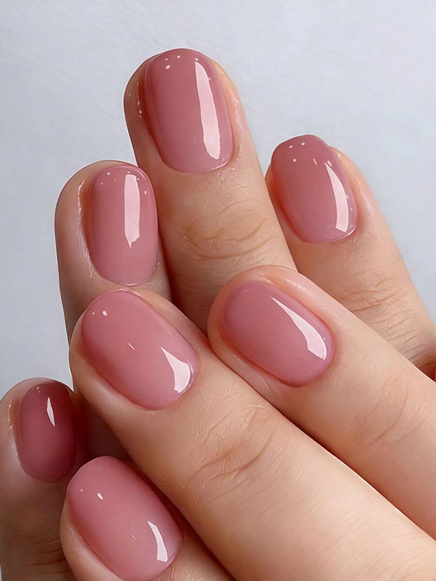 24 piezas de puntas de uñas artificiales cuadradas y cortas de color rosa, minimalistas, elegantes y de moda, incluye 1 pegatina de pegamento para uñas y 1 lima de uñas mini, entrega aleatoria - Rosa - Ver 1