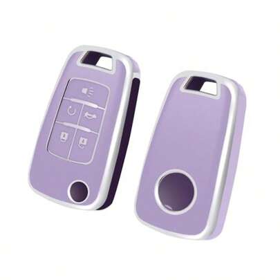 Purple TPU Key Fob Cover For Buick Chevy Key Fob Case Fits Encore Equinox Cruze Camaro Impala  GMC Terrain Smart Key Holder Flip Car Accessories