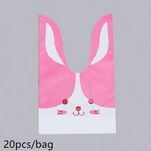 20pcs/Pack Pink & White Bunny Ear Gift Packaging Bags, Cute Easter Rabbit Storage Pouches - Rabbit Ears Bag - View 7