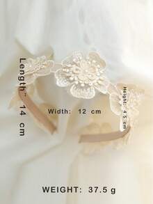 Angel Neitiri Elegant White Lace 7-Flower Pearl Headband, Suitable For Parties, Birthdays And Daily Wear - Dusty Pink - View 2