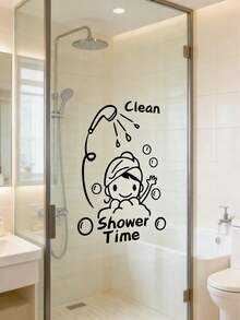 1pc Cute Bathing Girl Self-Adhesive Non-Slip Bathtub Stickers, Bathroom Decorative Sticker For Glass, Bathtub, Background, Wall Decoration - QT150 - View 6