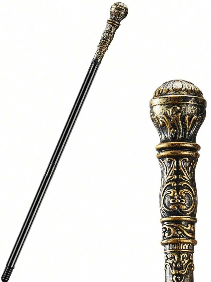 1pc Halloween Cosplay Scepter Wand Prop, Egyptian Pharaoh Snake Head Scepter, King Scepter, Wizard Magic Wand - Black - View 1