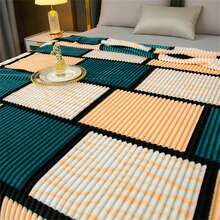 1 chiếc chăn lông cừu mềm mại, chăn flannel kẻ sọc ấm áp, chăn dùng trong phòng lạnh, chăn ngủ trưa văn phòng, chăn sofa, chăn lông giả Halloween, chăn choàng, thích hợp cho Giáng sinh, Lễ Tạ ơn - màu xanh lá - Xem 7
