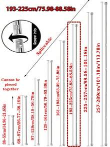 Barra de cortina extensible de acero inoxidable sin taladro, extra larga. Barra de cortina, barra colgante de armario, barra retráctil, secadora, barra de soporte, barra de almacenamiento de utensilios de cocina, barra de tensión, barra colgante de espátula, barra colgante de cucharas, barra colgante de tabla de cortar, barra colgante de toallas de cocina, barra colgante de batidores, barra colgante de cucharones, sin necesidad de taladrar, material de acero inoxidable, fácil instalación, sin adhesivo necesario, adecuado para armario, baño, ventana - Multicolor - Ver 12