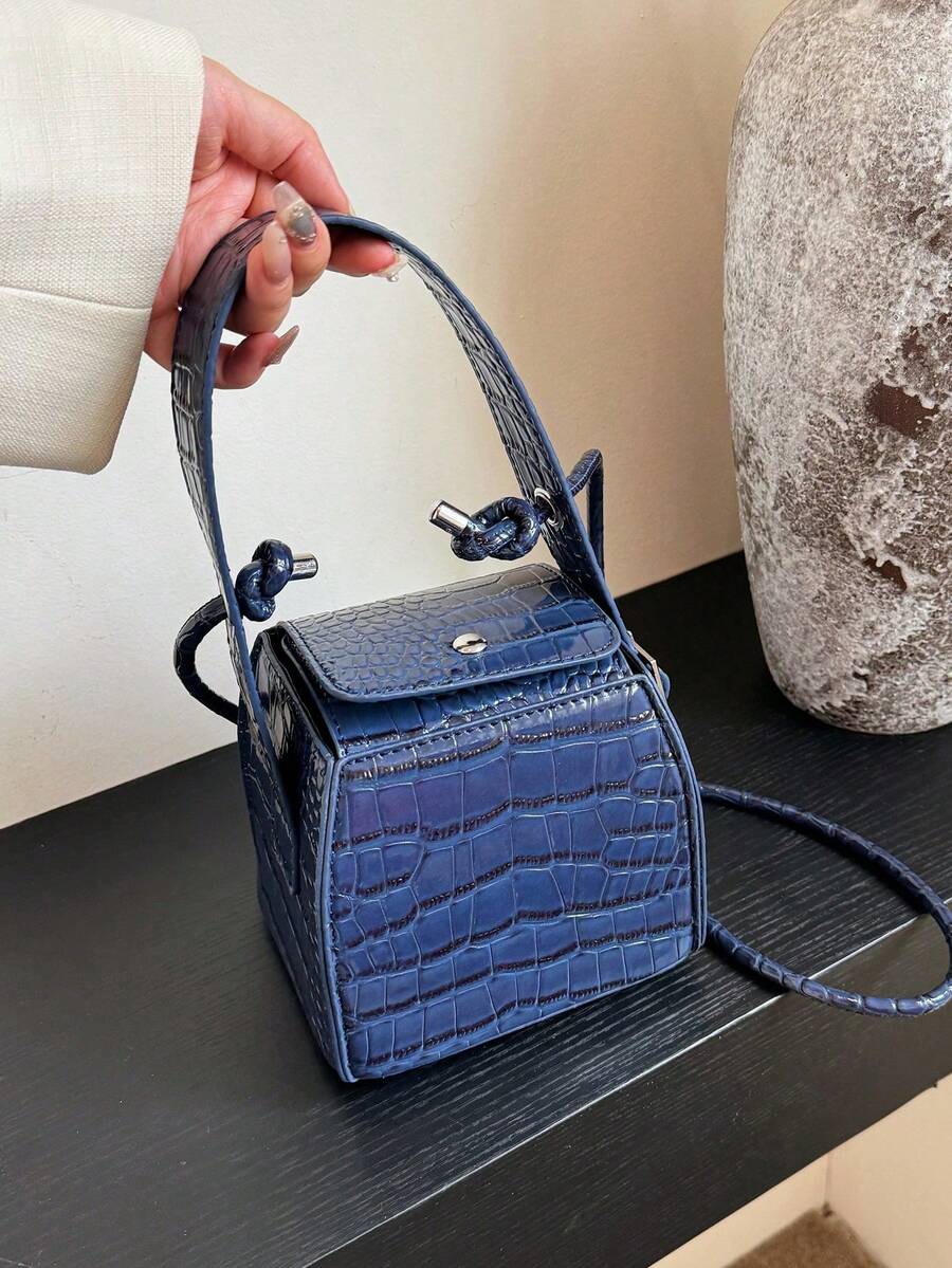 Women's Mini Handbag Crossbody Cube Box Bag - Blue - View 1
