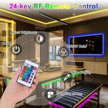1 pieza Tira de luz LED inteligente de 1m-20m con control remoto de 24 teclas - Alimentada por USB, cambia de color, adecuada para dormitorio, sala de estar, sala de juegos, banda, fiesta y decoración de eventos - Incluye control remoto y función de temporizador - Tira de luz - Ver 9